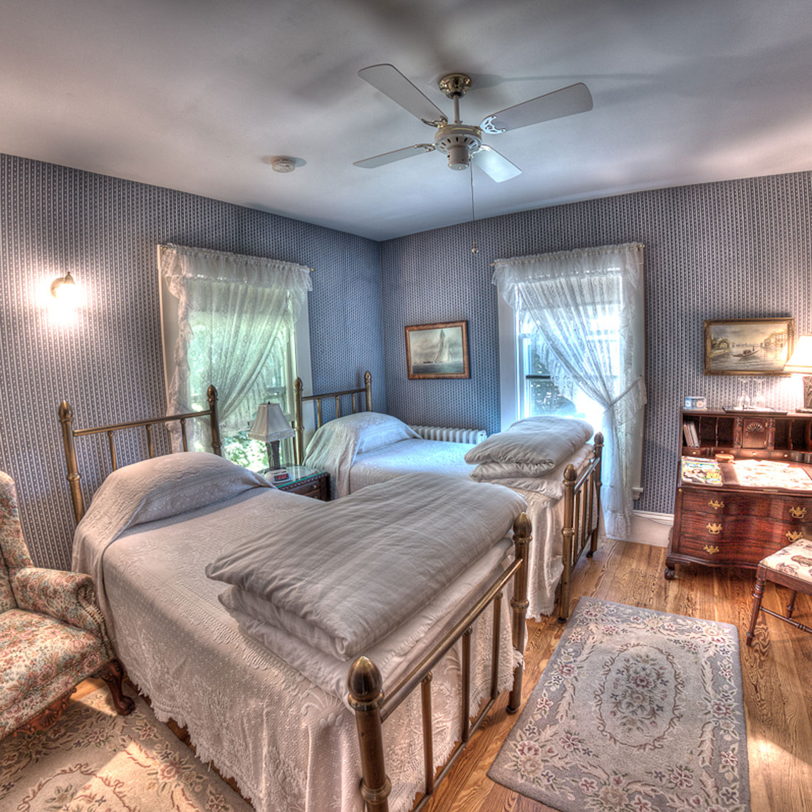 sapphire guest room at the jeweled turret inn bed and breakfast belfast maine